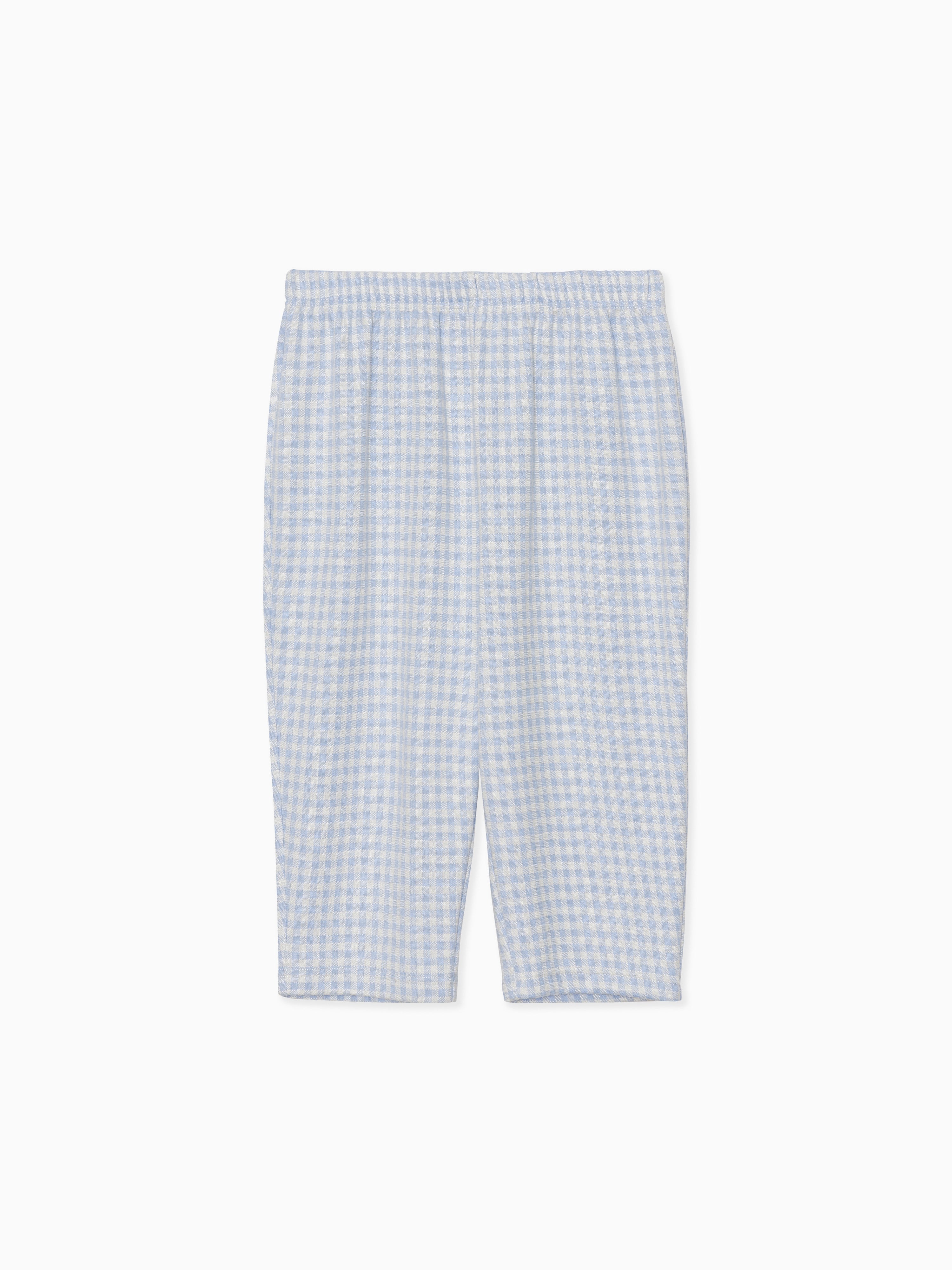 Gingham check sabrina stretch pants ブルー