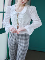 Front ribbon blouse ホワイト size:M model:171cm ANIUTA
