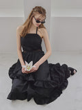 Lily embroidered apron long dress ブラック size:M model:175cm MARTA