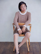 Frilly cable knit cardigan モカ size:M model:161cm 富樫かなえ