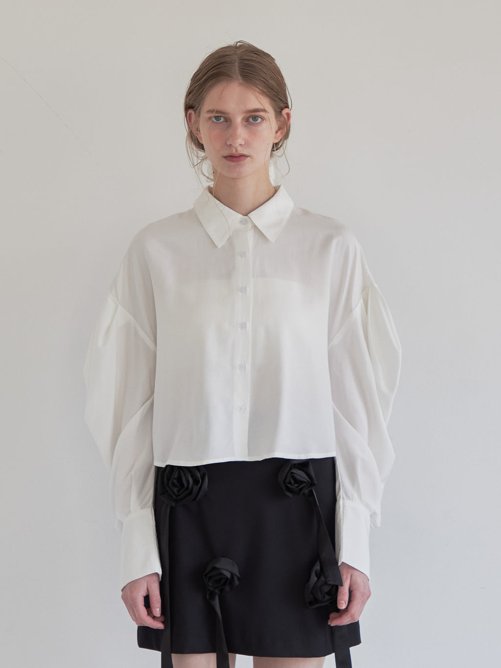 Tulle bare top & shirt set ブラック size:M model:174cm LERA