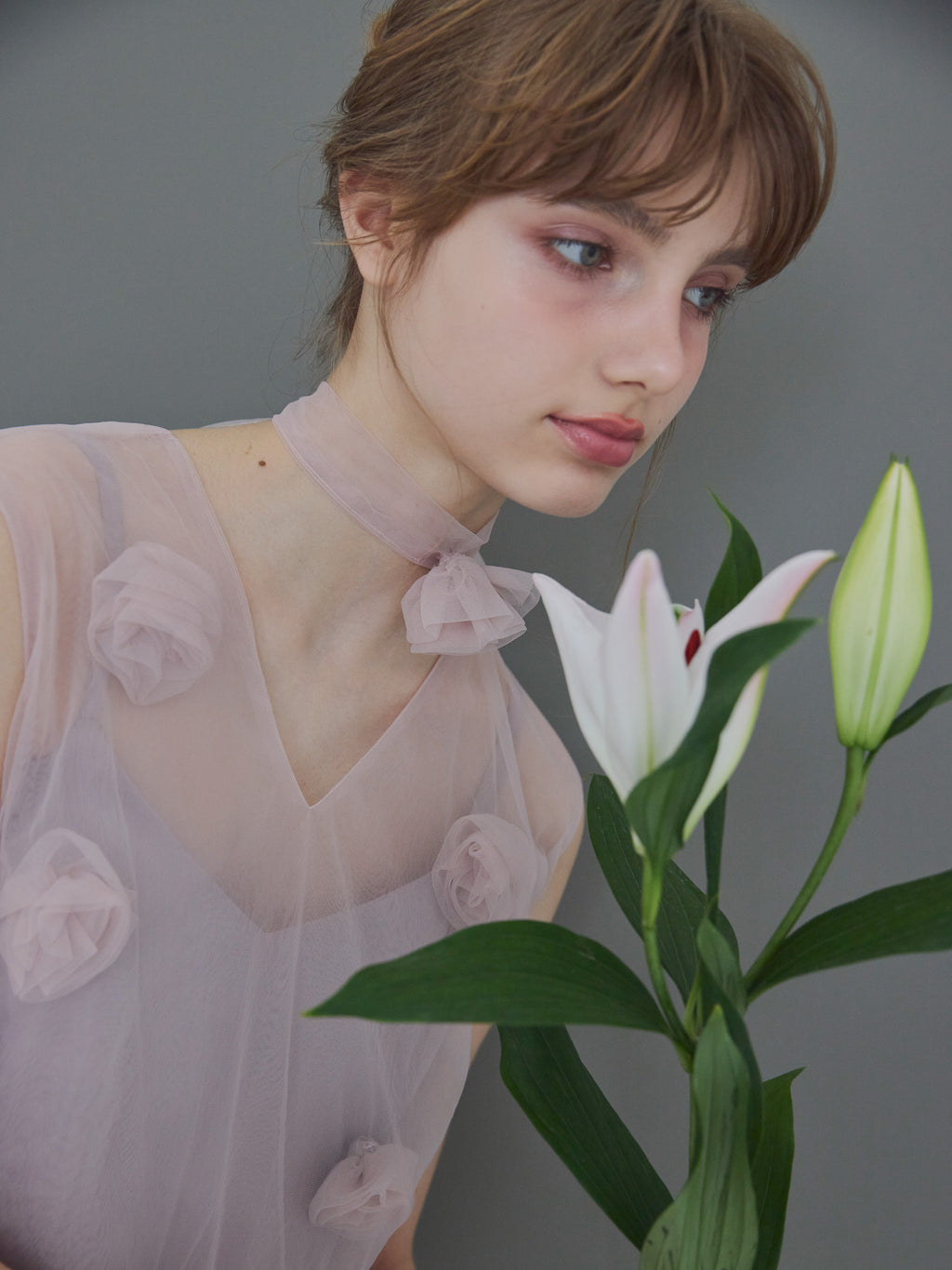 Rose tulle dress ピンク size:M model:175cm MARTA