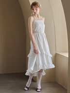 Lily embroidered apron long dress ホワイト size:M model:175cm MARTA
