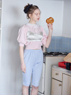 Lace collar puff sleeve cardigan ピンク size:M model:171cm ANIUTA