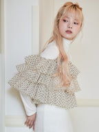 Dot tulle ruffle & knit top set ベージュ size:M model:163cm MINAMI