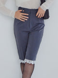 Hem lace sabrina pants グレー size:M model:161cm 富樫かなえ