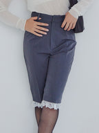 Hem lace sabrina pants グレー size:M model:161cm 富樫かなえ