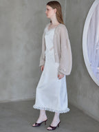 Many rose embroidery cardigan モカ size:M model:173cm ALINA