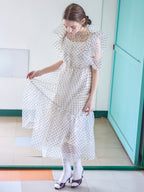Dot organdy dress ホワイト size:M model:171cm ANIUTA