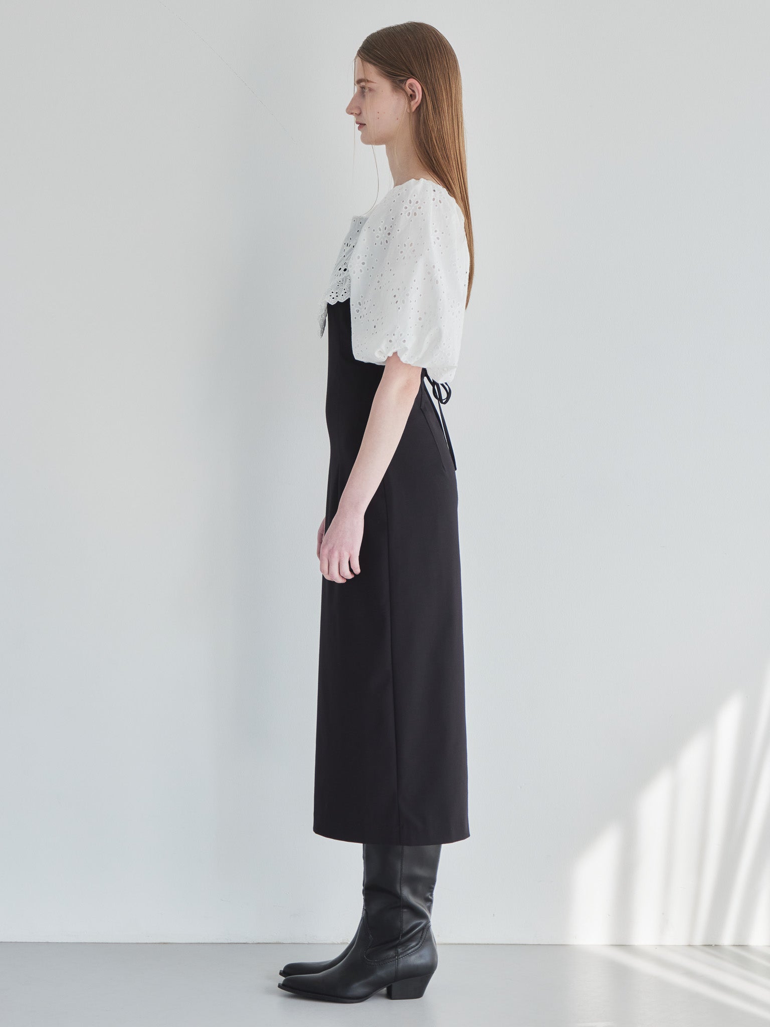 embroidered scarf dress ブラック size:M model:174cm LERA
