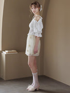 Sheer jacquard off shoulder blouse ホワイト size:M model:175cm MARTA