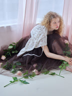 Volume tulle skirt tank dress ブラウン size:M model:173cm Olesia