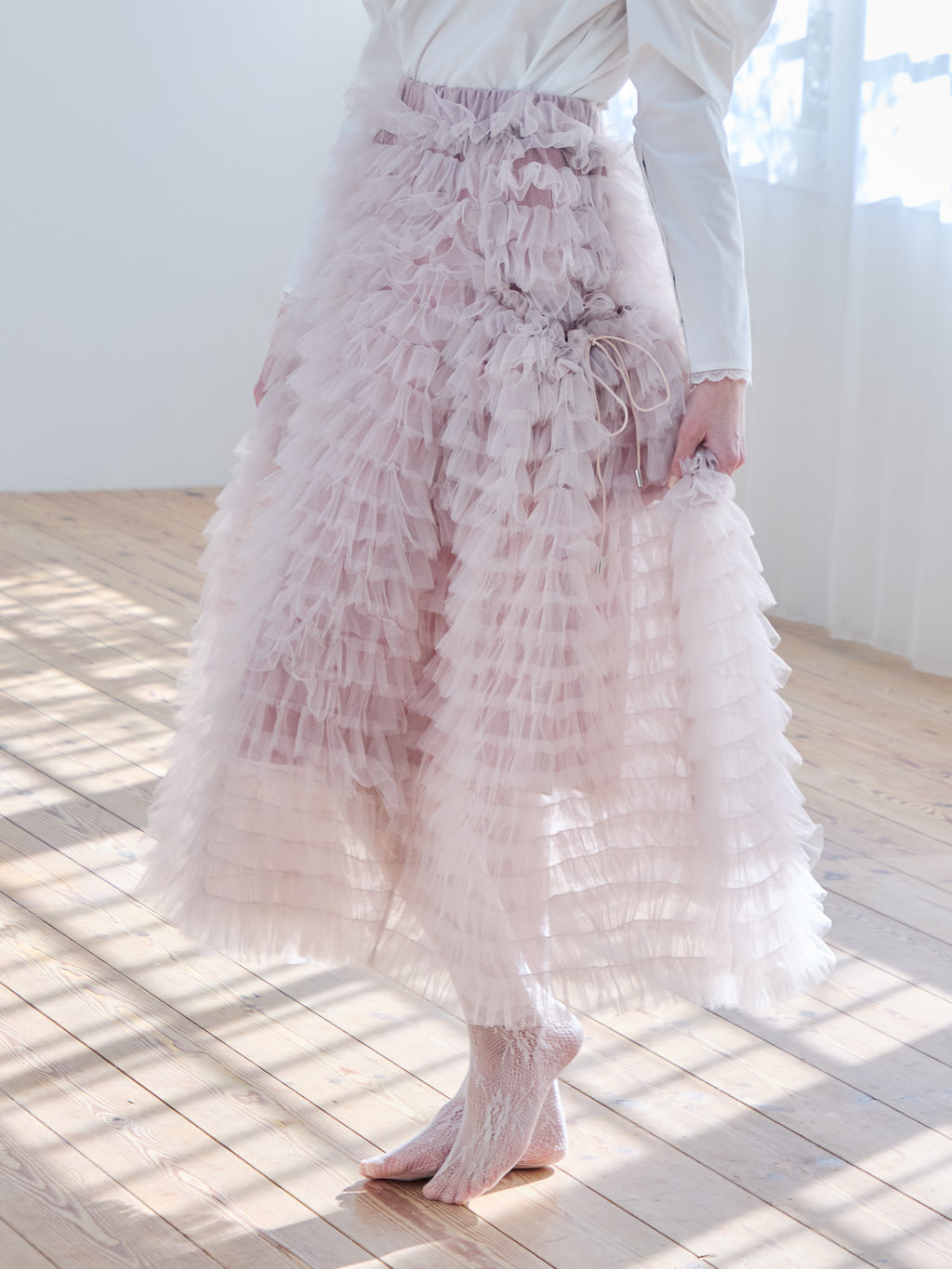 Tulle tiered volume skirt ピンク size:M model:174cm KATERYNA