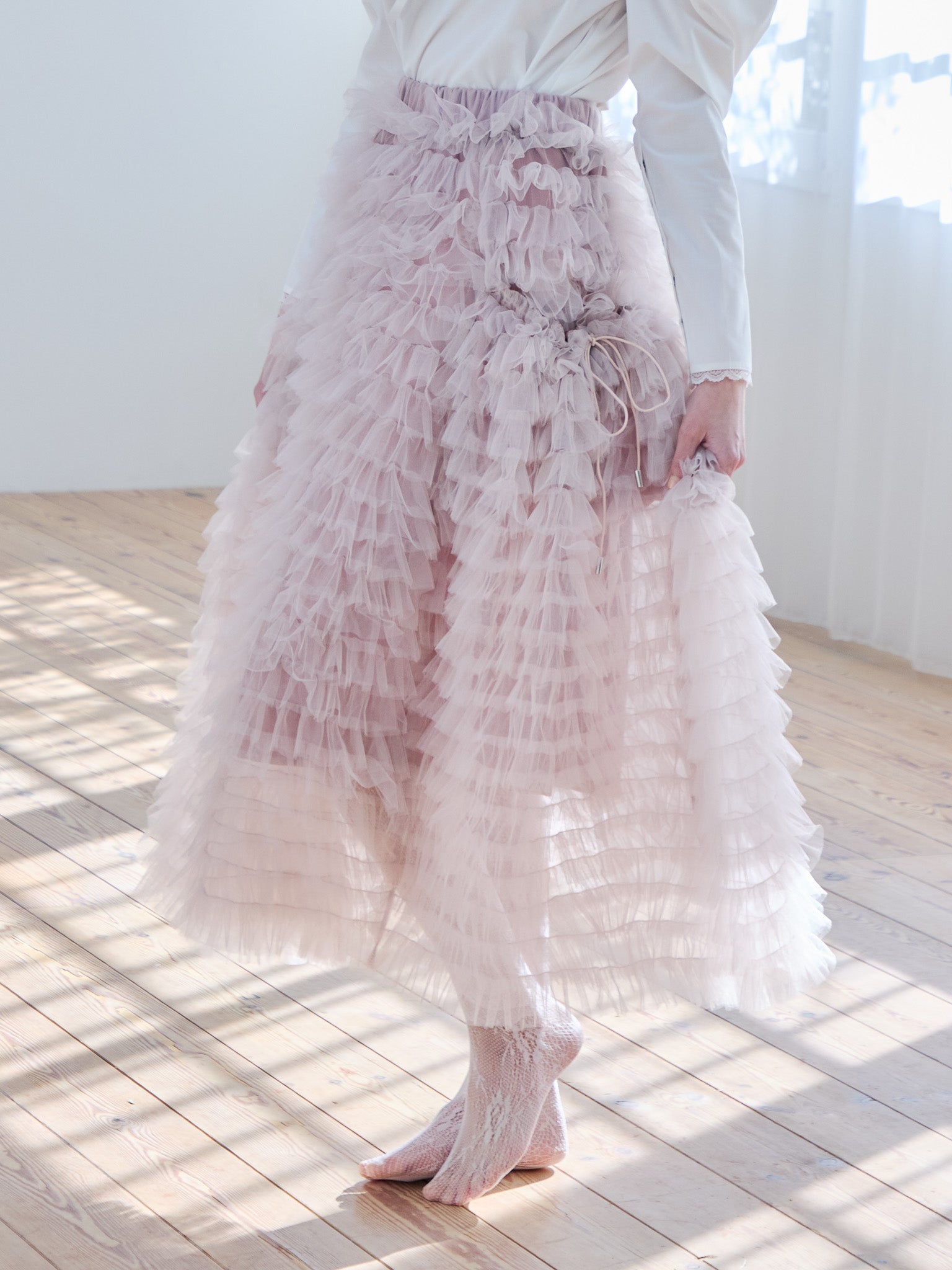Tulle tiered volume skirt ピンク size:M model:174cm KATERYNA