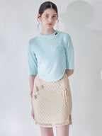 Rose crochet mini skirt ベージュ size:M model:170cm ALICE