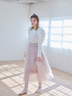 Tulle tiered volume skirt ピンク size:M model:174cm KATERYNA
