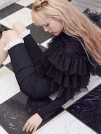 Hem lace sabrina pants ブラック size:M model:163cm MINAMI