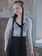 Mohair crochet ribbon cardigan ライトグレー size:M model:173cm DASHA.G