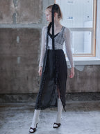 Mohair crochet ribbon cardigan ライトグレー size:M model:173cm DASHA.G
