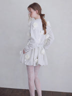 Many rose sweat balloon skirt グレー size:M model:173cm ALINA