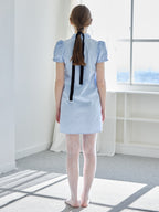 Pintuck mini shirt dress ブルー size:M model:171cm ANIUTA