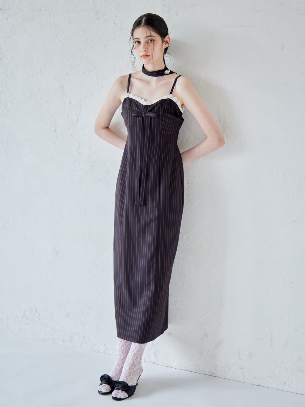 Stripe ribbon tight dress ブラック size:M model:170cm ALICE