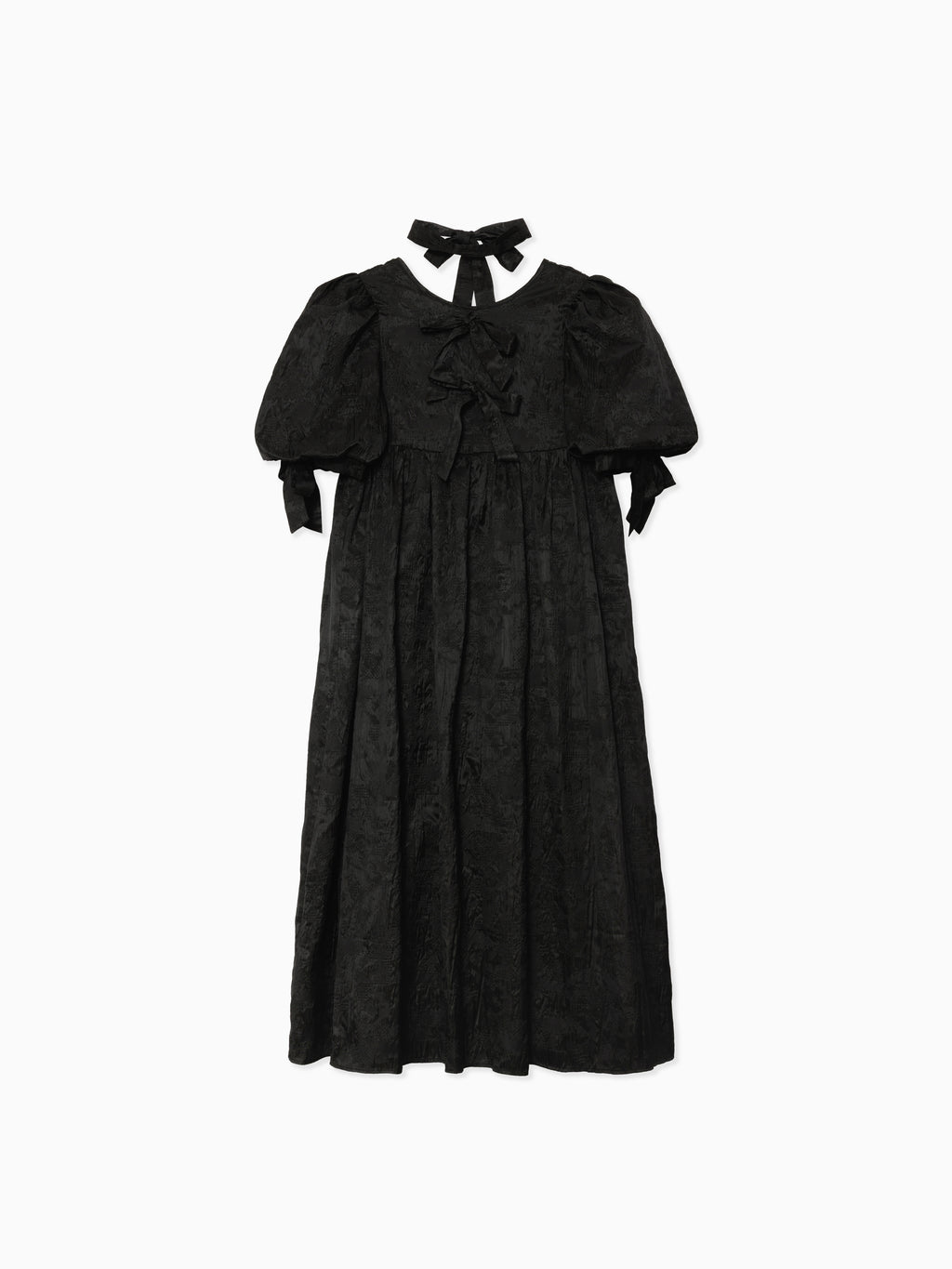 Ribbon jaquard volume dress ブラック