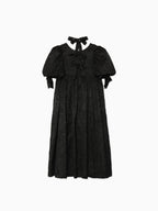 Ribbon jaquard volume dress ブラック