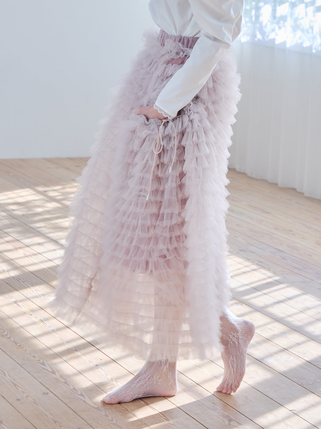Tulle tiered volume skirt ピンク size:M model:174cm KATERYNA