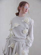 Many rose sweat top グレー size:M model:173cm ALINA