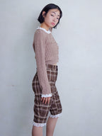 Frilly cable knit cardigan モカ size:M model:161cm 富樫かなえ