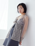Rose sheer blouse グレー size:M model:161cm 富樫かなえ