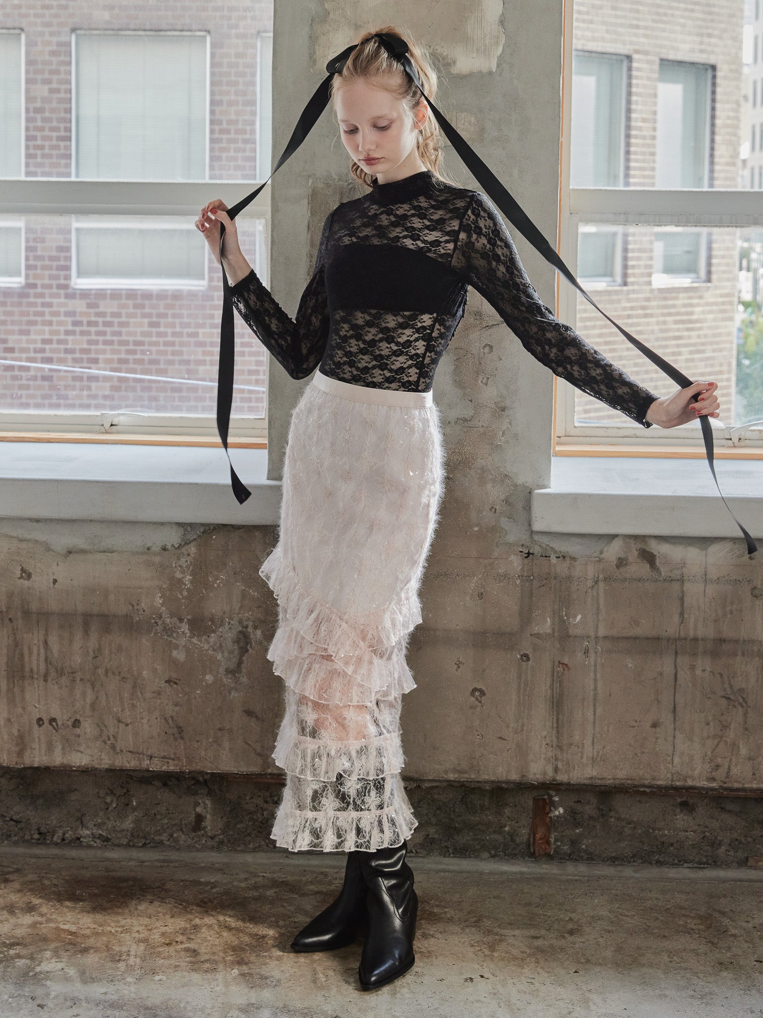 Back open race bodysuit ブラック size:M model:173cm DASHA.G