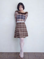 Fur trimmed sheer top ブラウン size:M model:161cm 富樫かなえ
