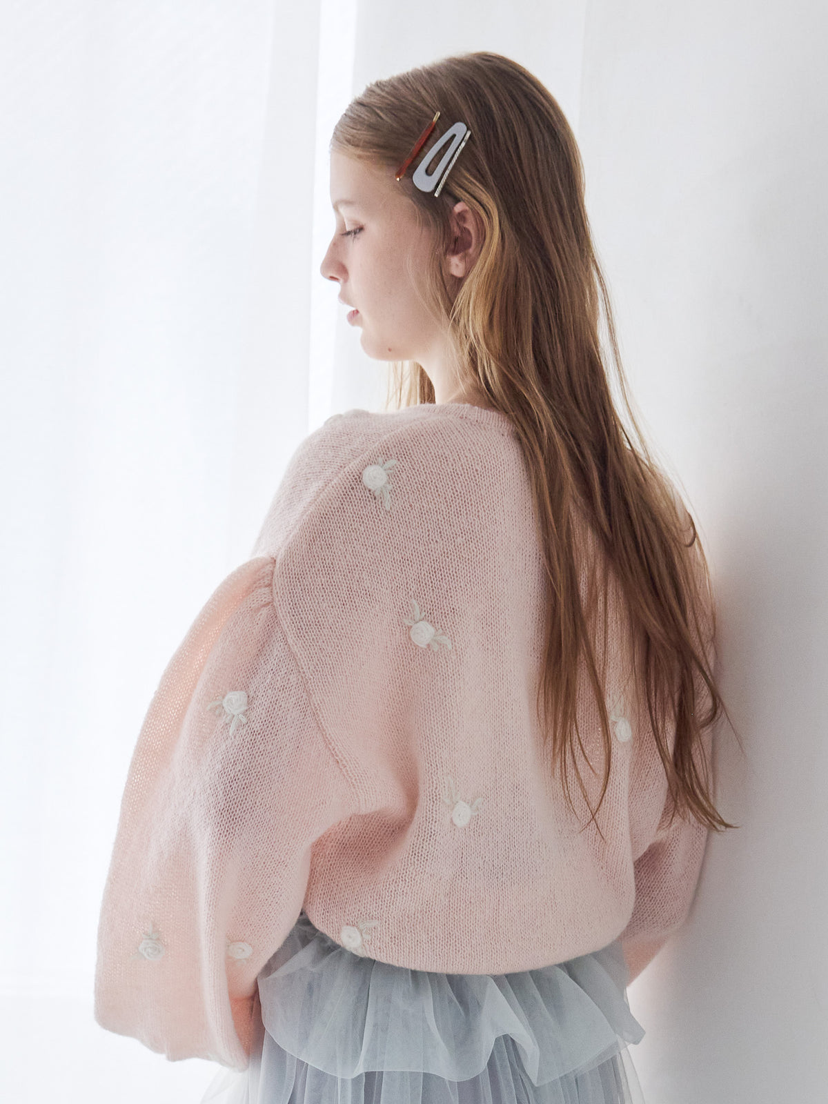 Many rose embroidery cardigan ピンク size:M model:173cm ALINA