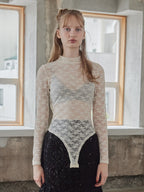 Back open race bodysuit アイボリー size:M model:173cm DASHA.G