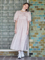 Ribbon jaquard volume dress ピンク size:M model:171cm ANIUTA