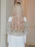 Dot tulle ruffle & knit top set ベージュ size:M model:163cm MINAMI
