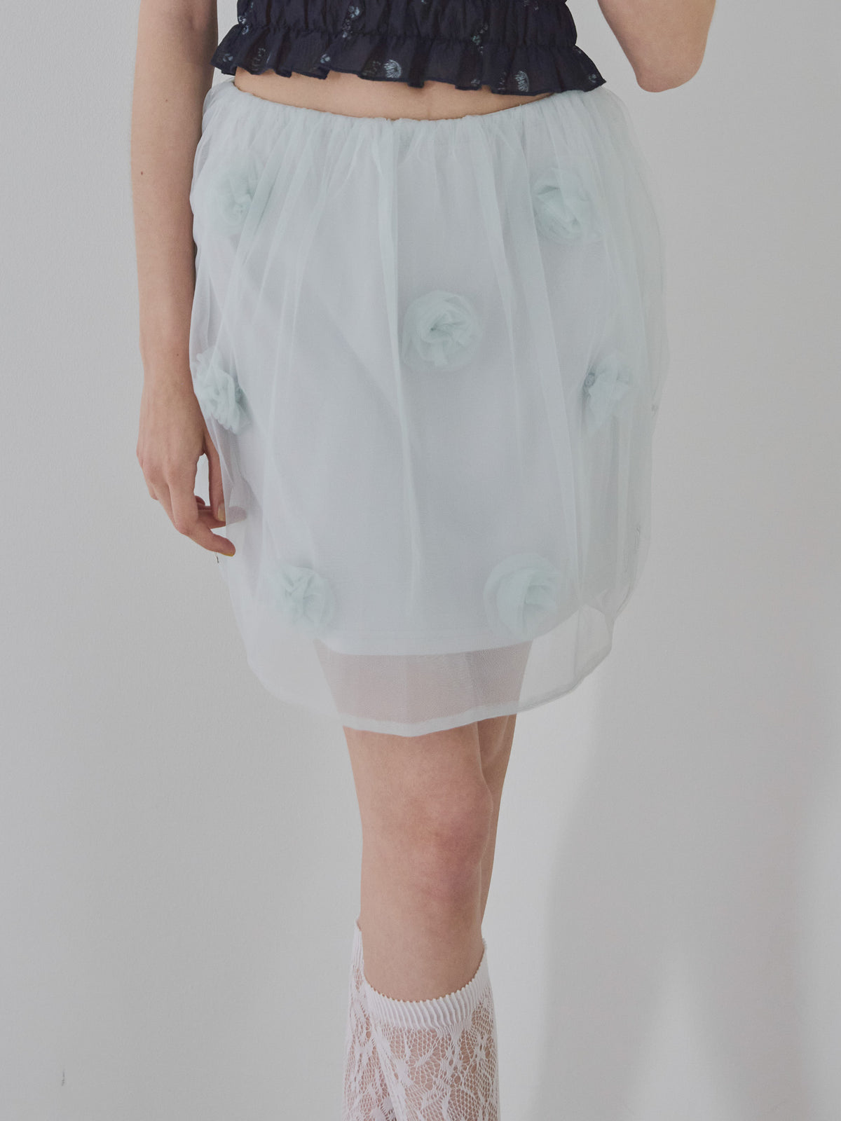 Rose tulle mini skirt