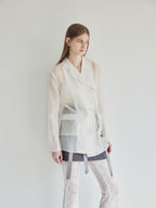 Ribbon sheer jacket アイボリー size:M model:174cm LERA
