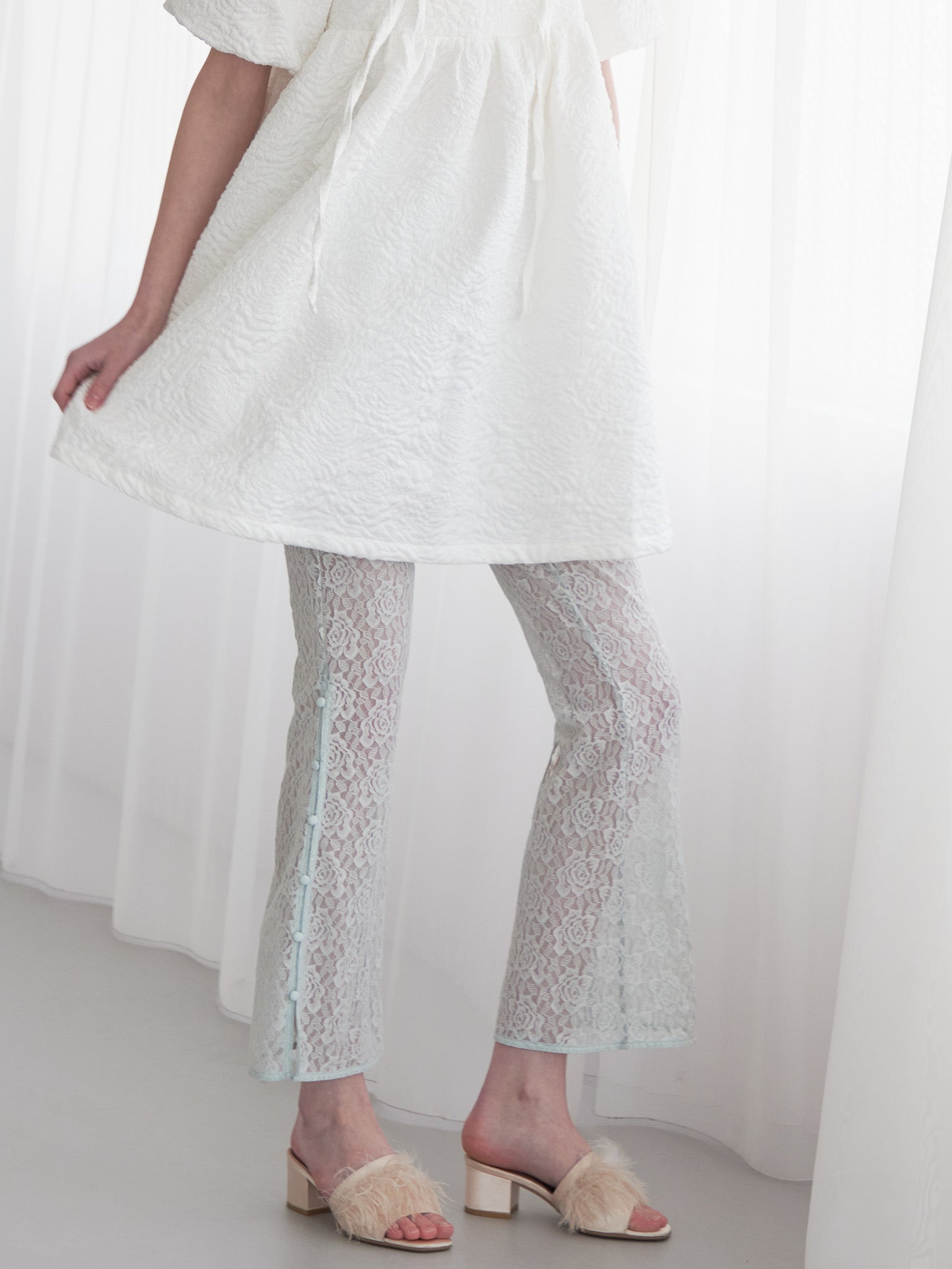 Heart trimming lace pants ミント size:M model:174cm LERA