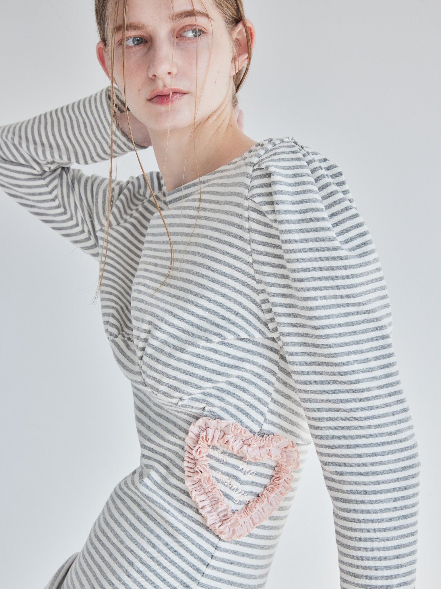 I miss you heart cut dress グレー