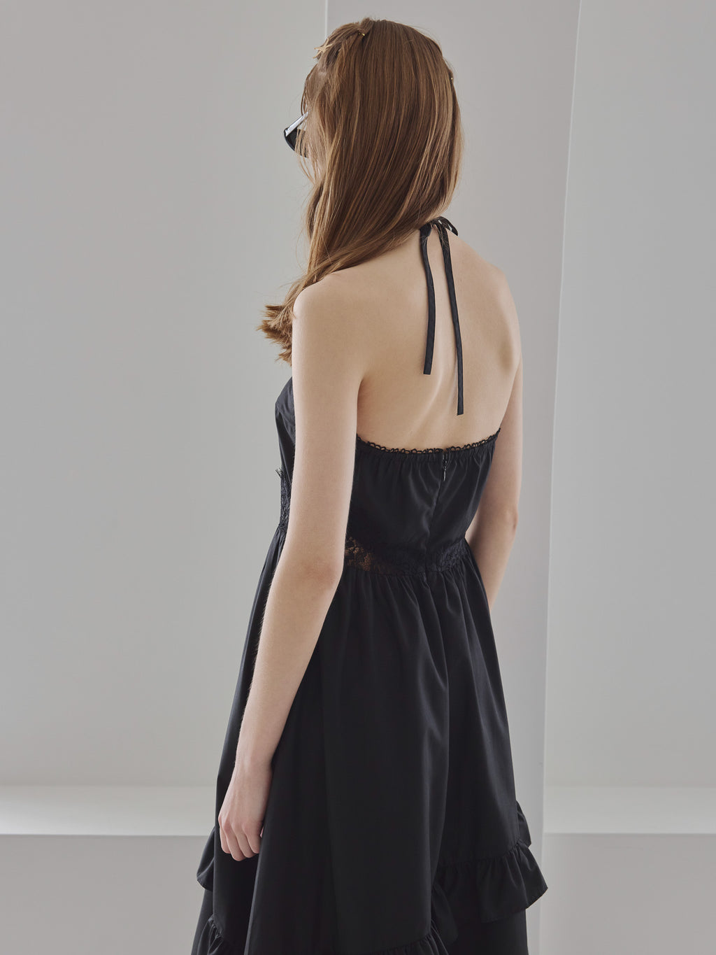 Lily embroidered apron long dress ブラック size:M model:175cm MARTA