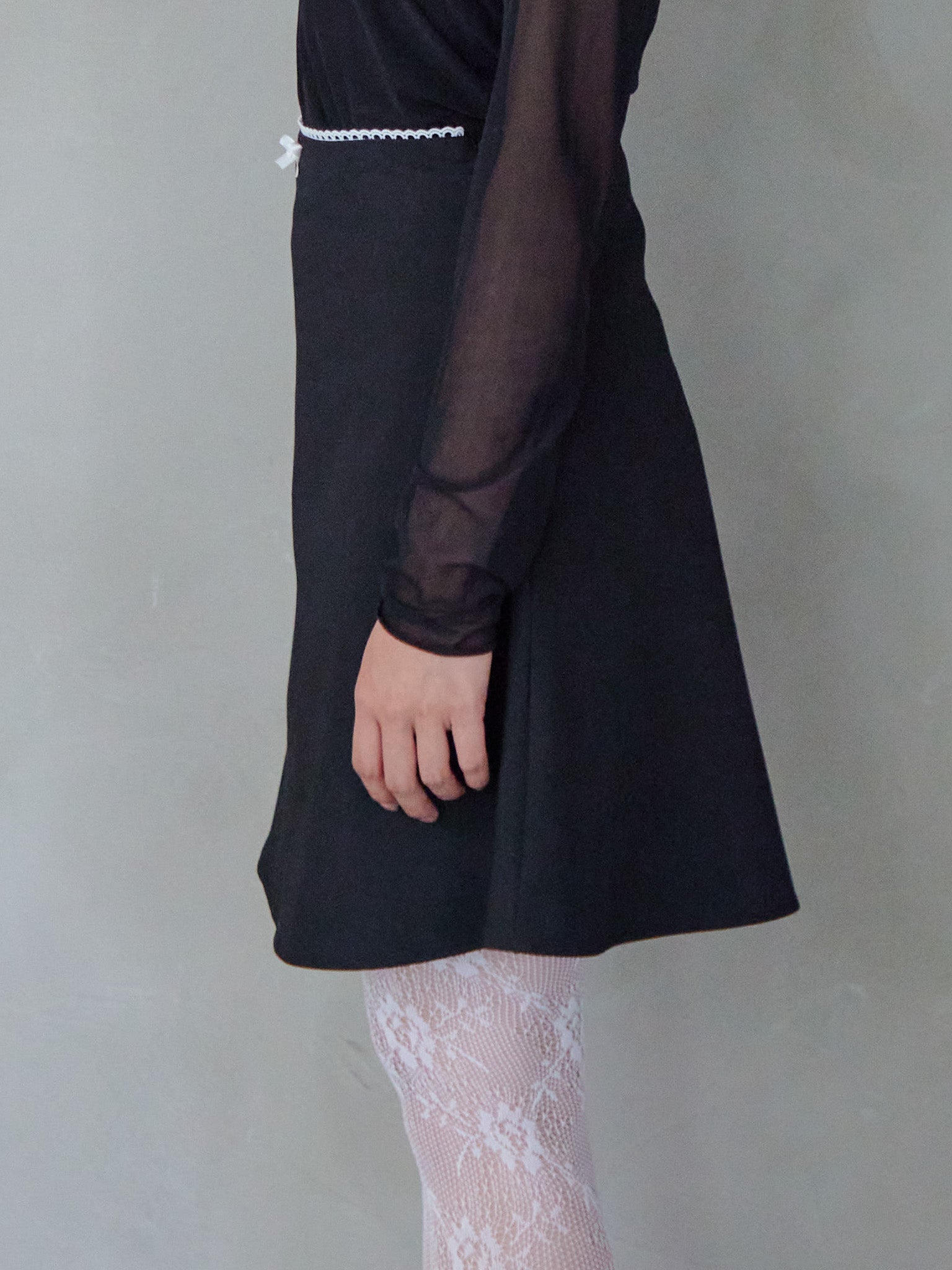 Hem flare mini skirt ブラック size:M model:161cm 富樫かなえ