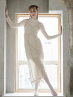 Frill slit cami dress ベージュ size:M model:173cm DASHA.G