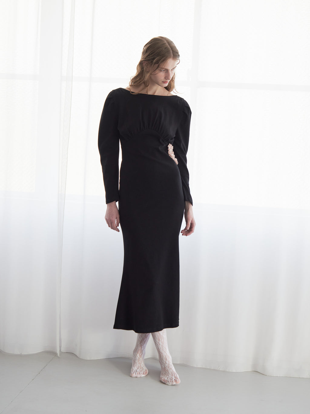 I miss you heart cut dress ブラック