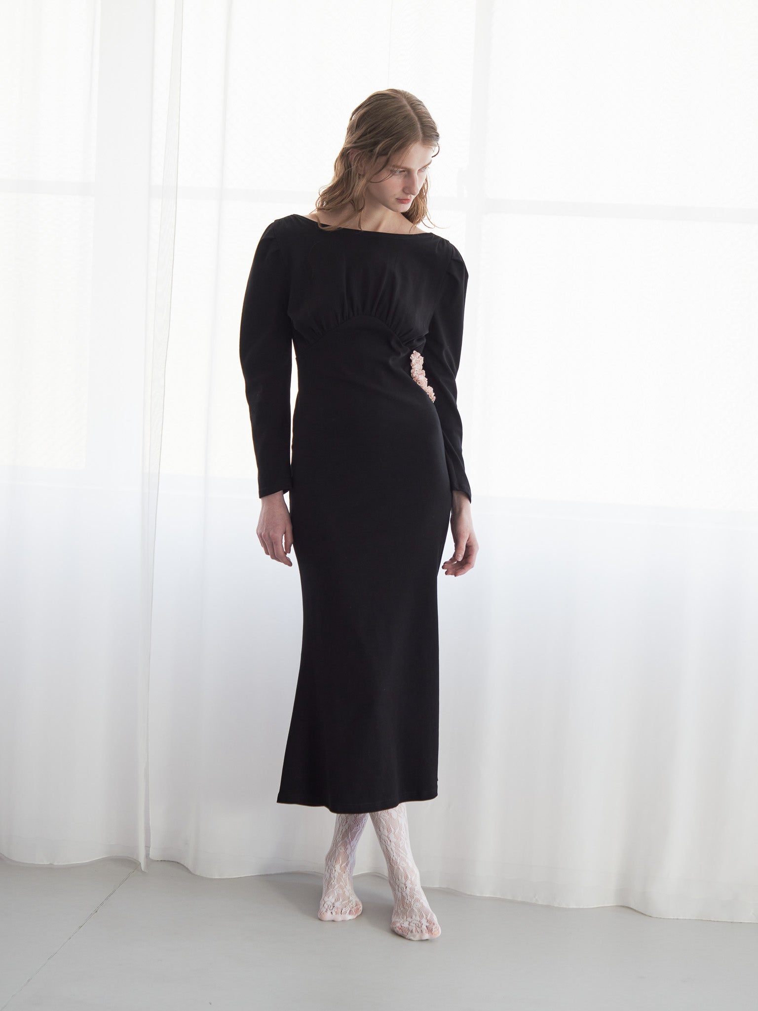 I miss you heart cut dress ブラック