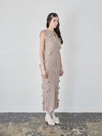 Rose knit hoodie dress モカ size:M model:172cm GINEVRA