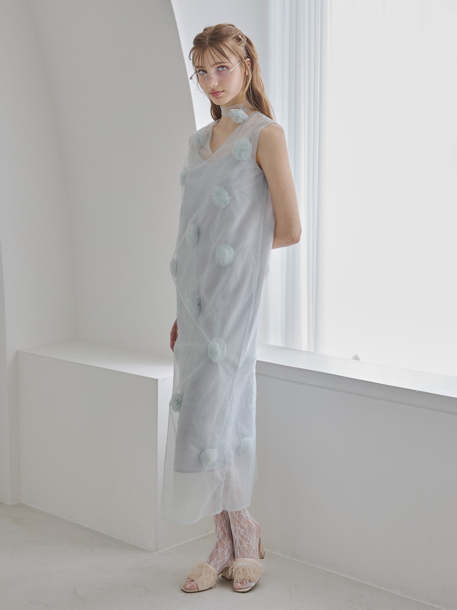 Rose tulle dress ミント size:M model:175cm MARTA