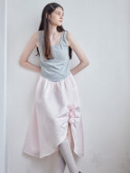 Rose satin docking rib dress ピンク size:M model:170cm ALICE